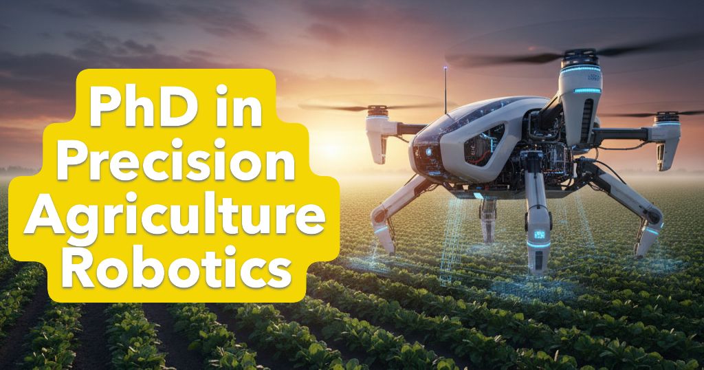 An autonomous agricultural drone flying over a vibrant green crop field, collecting data at dawn